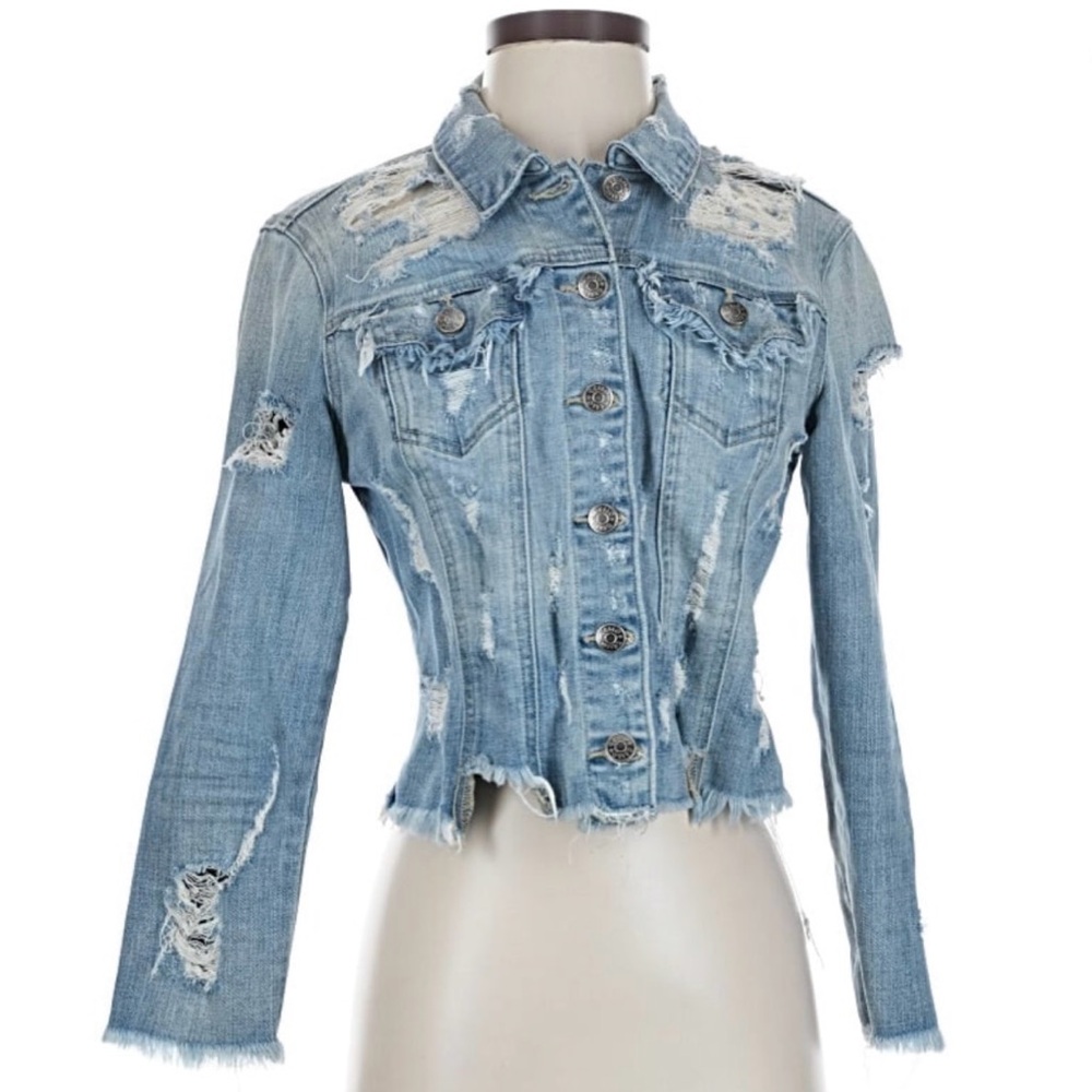 Cello Ripped Light Blue Jean Jacket